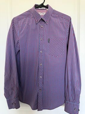 Ben Sherman Purple and Blue Check Long Sleeve Button-Down Shirt